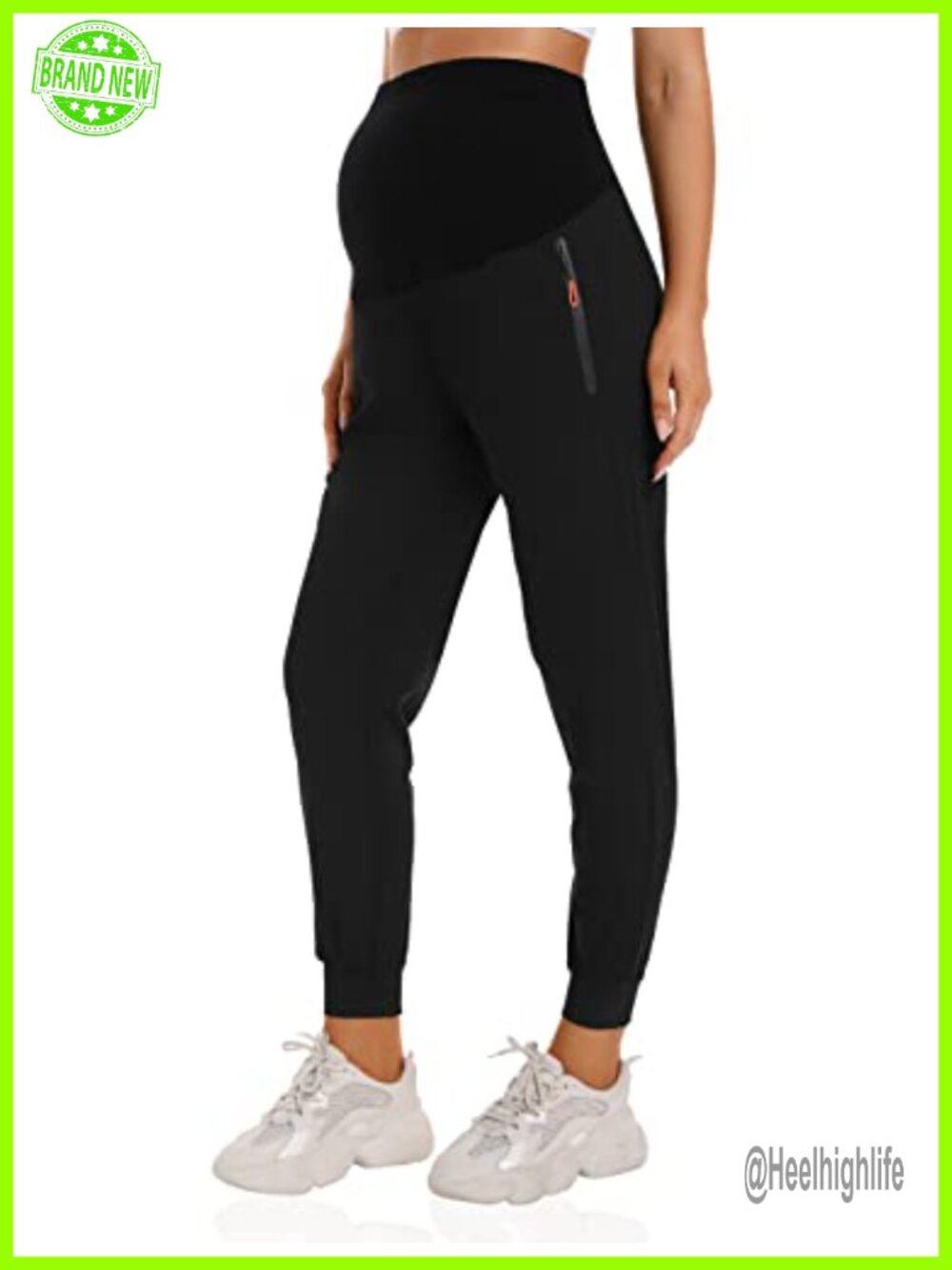 Maternity Joggers Quick Dry Over Belly Zipper Pockets Tapered Hiking Pants Work